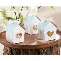 10pcs Mini House Candy Boxes With Clear Heart Wedding Favor Gift - thumbnail