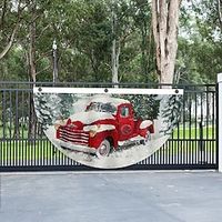 Outdoor Fan-shaped Hanging Flag, 45 X 90 Cm Outdoor Christmas Print Flag Hanging Bunting Flag Banners, Merry Christmas Front Door Hanging Flags for Xmas Party Yard Garden Home Decor miniinthebox - thumbnail