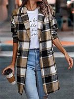 Women's Retro Plaid Lapel Mid-length Casual Coat