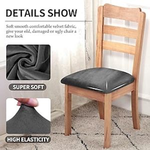 Dinning Chair Cover Velvet Stretch Chair Seat Slipcover Spandex with Elastic Bottom Protector for Dining Room Wedding Ceremony Banquet Durable Washable Lightinthebox