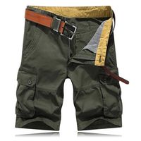 Knee Length Cotton Cargo Pants Loose Straight Casual Shorts