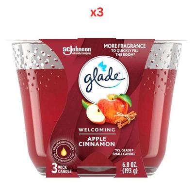 Glade Welcoming Apple Cinnamon Candle 193G Pack Of 3 Glade Welcoming Apple Cinnamon Candle 193G Pack Of 3