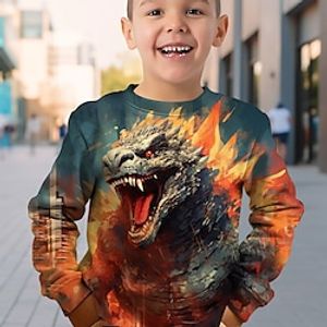 Boys 3D Dinosaur Sweatshirt Pullover Long Sleeve 3D Print Spring Fall Fashion Streetwear Cool Polyester Kids 3-12 Years Crew Neck Outdoor Casual Daily Regular Fit Lightinthebox