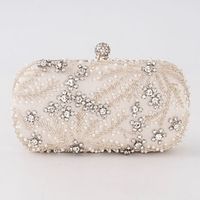 Women's Clutch Evening Bag Wristlet Polyester Party Daily Rhinestone Crystals Beading Large Capacity Lightweight Durable Flower White Lightinthebox - thumbnail