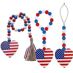 American Flag Napkin Rings Independence Day Wood Beads Patriotic Party Dining Table Decoration for 4th of July Dinner Weddings Parties Home Decor Lightinthebox