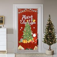Christmas Decorations Door Cover, 1 Panel Door Curtain with Santa Claus or Snowman Pattern Home Xmas Decor for Living Room, Kitchen, Outdoor Lightinthebox - thumbnail