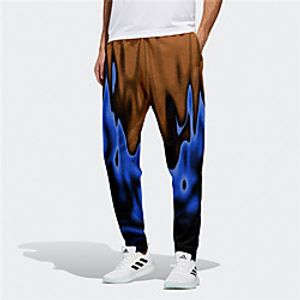 Men's Novelty Designer Casual / Sporty Big and Tall Breathable Sports Daily Fitness Jogger Pants Sweatpants Trousers Pants Color Block Graphic Prints Full Length Drawstring Elastic Waist Blue miniinthebox