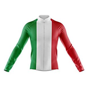21Grams Mexico National Flag Men's Long Sleeve Cycling Jersey - Red / White Bike Jersey Top Thermal Warm UV Resistant Anatomic Design Sports Winter Summer Fleece 100% Polyester Mountain Bike MTB Road miniinthebox