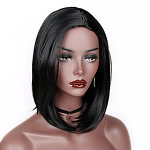 Synthetic Wig kinky Straight With Bangs Wig Short Natural Black Synthetic Hair 12 inch Women's Simple Life Classic Black miniinthebox