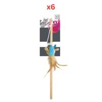 M-Pets Mouse Cat Wand Assorted Colors (Pack Of 6)
