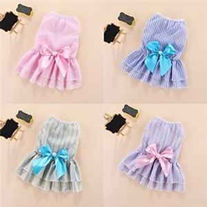 Vertical Striped Butterfly Skirt Pet Cat Dog Spring and Summer Thin Section Fadou Corgi Teddy Bomei Bichon Clothes Spring Lightinthebox