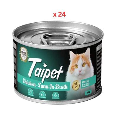 Taipet Cat Canned Wet Food Chicken & Tuna in Broth-85g Pack Of 24