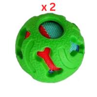 Miss Bear Colorful Dog Toy With Cloth Ball Green - Small Dogs - Pack Of 2