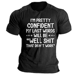 Men' s T shirt Tee Graphic Tee Funny Cotton Blend Letter Prints Crew Neck Black Light Cray Army Green Blue Casual Holiday Short Sleeve Print Clothing Apparel Sports Fashion Designer Novelty miniinthebox