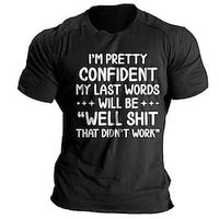 Men' s T shirt Tee Graphic Tee Funny Cotton Blend Letter Prints Crew Neck Black Light Cray Army Green Blue Casual Holiday Short Sleeve Print Clothing Apparel Sports Fashion Designer Novelty miniinthebox - thumbnail