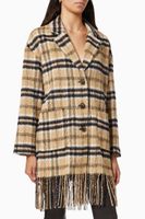 Parkside Caban Check Pea Coat with Fringes - thumbnail