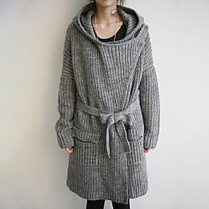Women's Cardigan Knitted Solid Color Stylish Long Sleeve Sweater Cardigans Hooded Fall Winter Gray miniinthebox