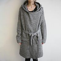 Women's Cardigan Knitted Solid Color Stylish Long Sleeve Sweater Cardigans Hooded Fall Winter Gray miniinthebox - thumbnail