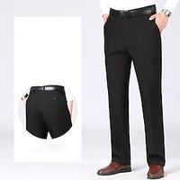 Men's Dress Pants Trousers Pocket Straight Leg Solid Colored Comfort Office Business Streetwear Casual BlackGrey Black Micro-elastic Lightinthebox - thumbnail