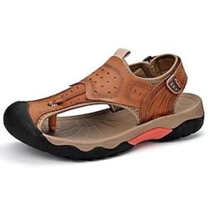 Men's Sandals Flat Sandals Comfort Shoes Sports Sandals Casual Daily Walking Shoes Faux Leather Elastic Fabric Breathable Black Brown Grey Summer Lightinthebox