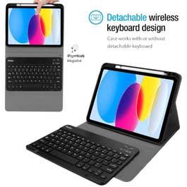 ProCase Keyboard Case For iPad 10th Generation, 2022 iPad 10.9 inch Case With Magnetically Detachable Wireless Keyboard For iPad 10th Gen A2696 A2757 A2777, Black MXMK109