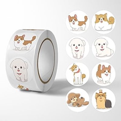 Cute Puppy Cartoon Seal Sticker Birthday Gift Box Decoration Cartoon Label Sticker Dog Emoticon Seal Sticker miniinthebox