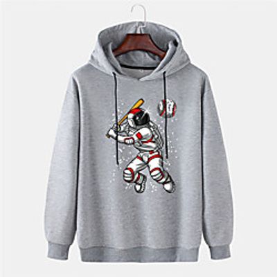 Men's Pullover Hoodie Sweatshirt Graphic Prints Astronaut 3D Hooded Sports  Outdoor Daily Sports Hot Stamping Basic Casual Hoodies Sweatshirts  Long Sleeve Yellow Gray Black miniinthebox