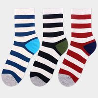 Brief Style Stripes Pattern Soft Comfortable Cotton Tube Sock For Men