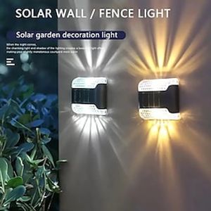 Solar Up and Down Wall Lights Outdoor Waterproof LED Step Light Solar Fence Lights for Outdoor Yard Garden Lawn Patio Courtyard Fences Driveway Pathway Decoration 1pc miniinthebox