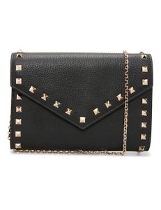 Rockstud Wallet with Chain Strap - Black