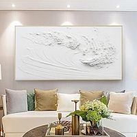 Hand Painted Wall Art Abstract white waves Oil Painting On Canvas Modern landscape Oil Painting Hand Painted Large painting Wall Art For Home Decor ready to hang or canvas Lightinthebox - thumbnail