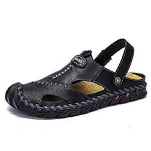 Men's Sandals Daily Walking Shoes PU Breathable Light Brown Black Khaki Spring Summer Lightinthebox