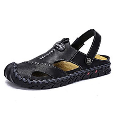 Men's Sandals Daily Walking Shoes PU Breathable Light Brown Black Khaki Spring Summer Lightinthebox