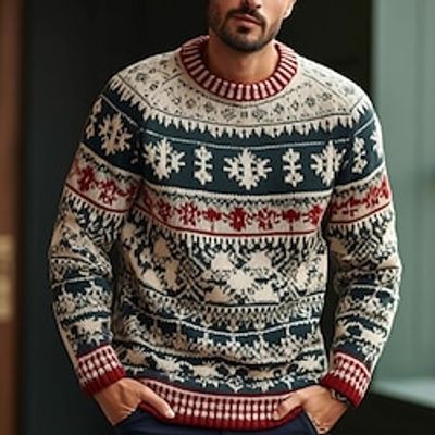 Snowflake Geometry Casual Men's Print Knitting Pullover Sweater Jumper Knitwear Outdoor Daily Vacation Long Sleeve Crewneck Sweaters Wine Apricot Red Fall Winter M L XL Sweaters Lightinthebox Snowflake Geometry Casual Men's Print Knitting Pullover Sweater Jumper Knitwear Outdoor Daily Vacation Long Sleeve Crewneck Sweaters Wine Apricot Red Fall Winter M L XL Sweaters Lightinthebox