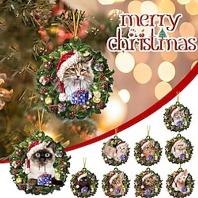 9pcs Christmas Tree Ornaments Xmas 2D Acrylic Decoration Tree Pendant Funny Pendant Christmas Decor for Home Holiday Party Funny Ornaments Lightinthebox
