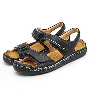 Men's Sandals Flat Sandals Casual Athletic Walking Shoes Cowhide Breathable Booties  Ankle Boots Light Brown Dark Brown Black Summer Lightinthebox