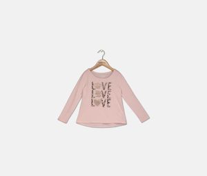 Toddler Girls Long Sleeve Embellished Tops  Pink Tinge