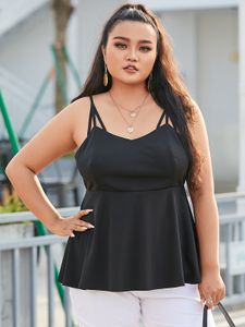 YOINS BASICS Plus Size Backless Design Ruffle Trim Sleeveless Cami