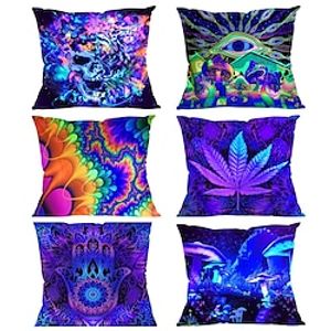 Blacklight Decorative Toss Pillows Cover 1PC Glow in the Dark Psychedelic Trippy Soft Square Cushion Case Pillowcase for Bedroom Livingroom Sofa Couch Chair miniinthebox