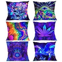 Blacklight Decorative Toss Pillows Cover 1PC Glow in the Dark Psychedelic Trippy Soft Square Cushion Case Pillowcase for Bedroom Livingroom Sofa Couch Chair miniinthebox