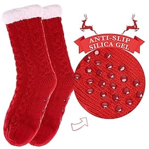 Women's Christmas Lingeries Gift Super Soft Warm Cozy Fuzzy Fleece-Lined with Grippers Slipper Socks Lightinthebox