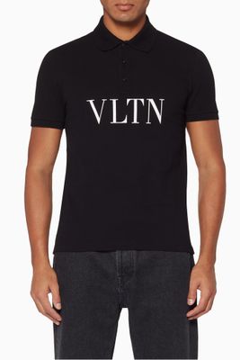 Black Logo Print Polo T-Shirt Black Logo Print Polo T-Shirt