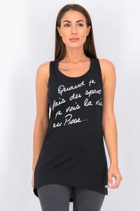 Womens Graphic Print Sleeveless Top  Black