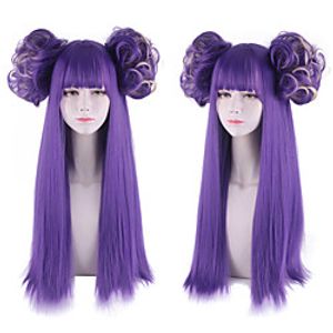 Synthetic Wig Natural Straight Neat Bang Wig Medium Length Purple Synthetic Hair Women's Anime Cosplay Party Purple Lightinthebox