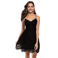 missky v neck lace dress for women,straps club beach mini dress,black s Lightinthebox - thumbnail