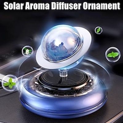 Solar Rotating Space Planet Car Perfume Diffuser Metal Fragrance Accessories Car Interior Dashboard Aroma Diffuser Car Deodorant Diffuser Air Freshener miniinthebox