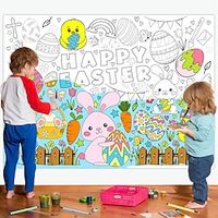 Easter Coloring Tablecloth, Coloring Table Runner with 12 Paintbrushes Easter Bunny Activities Easter Bunny Poster Easter Bunny Banner for Easter Party Favors School Class Family Lightinthebox