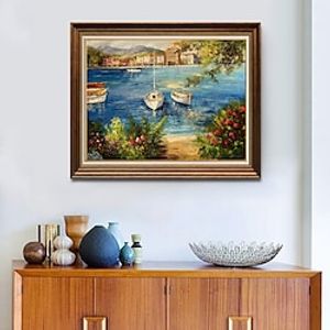 Handmade Oil Paintings Canvas Wall Art Decoration Impression Mediterranean Architectural Landscape for Home Decor Rolled Frameless Unstretched Painting miniinthebox