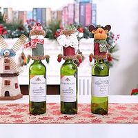 Christmas Wine Bottle Bags Cover, Cute Red Wine Bottle Decorations Bag, Cartoon Christmas Decoration Wine Gift Felt Bag For Hotel Kitchen Table Decoration Lightinthebox - thumbnail