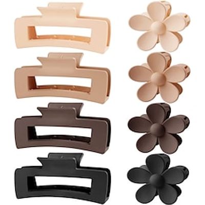 Hair Claw Clips for Women - Neutral Large Claw Clip Flower Clips Rectangle Jaw Clips for Thin Thick Curly Hair Set (8 Pcs) Lightinthebox